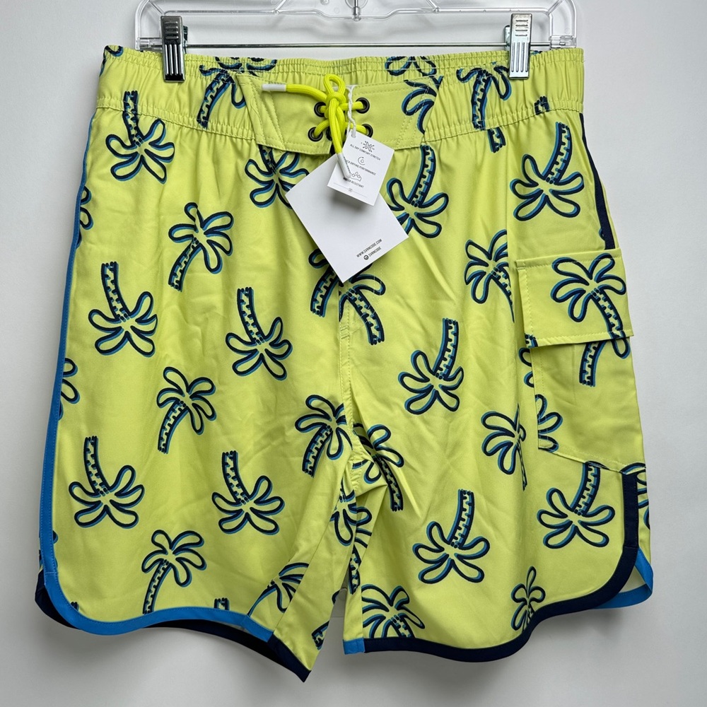 SVRN‎ Sovereign Code Swim Trunks Mens Medium Yellow Hawaiian Board Shorts NEW